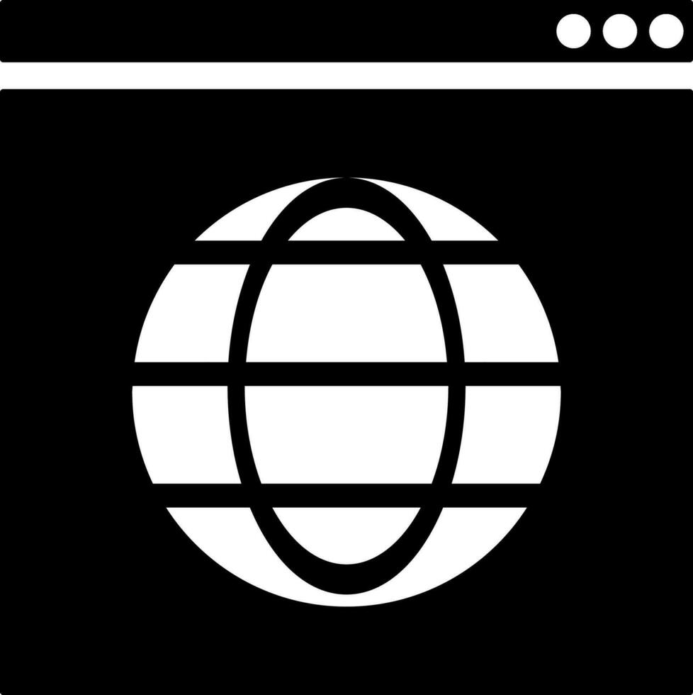 Web browser icon in black and white color. vector