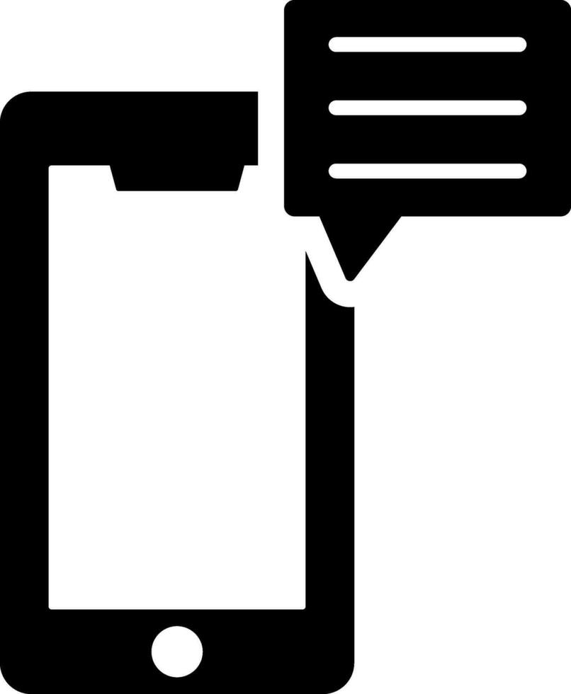 Mobile message or online chatting glyph icon. vector