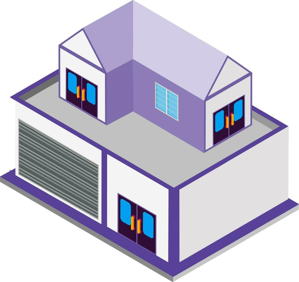 Isometric, moder home icon in purple and gray color. vector