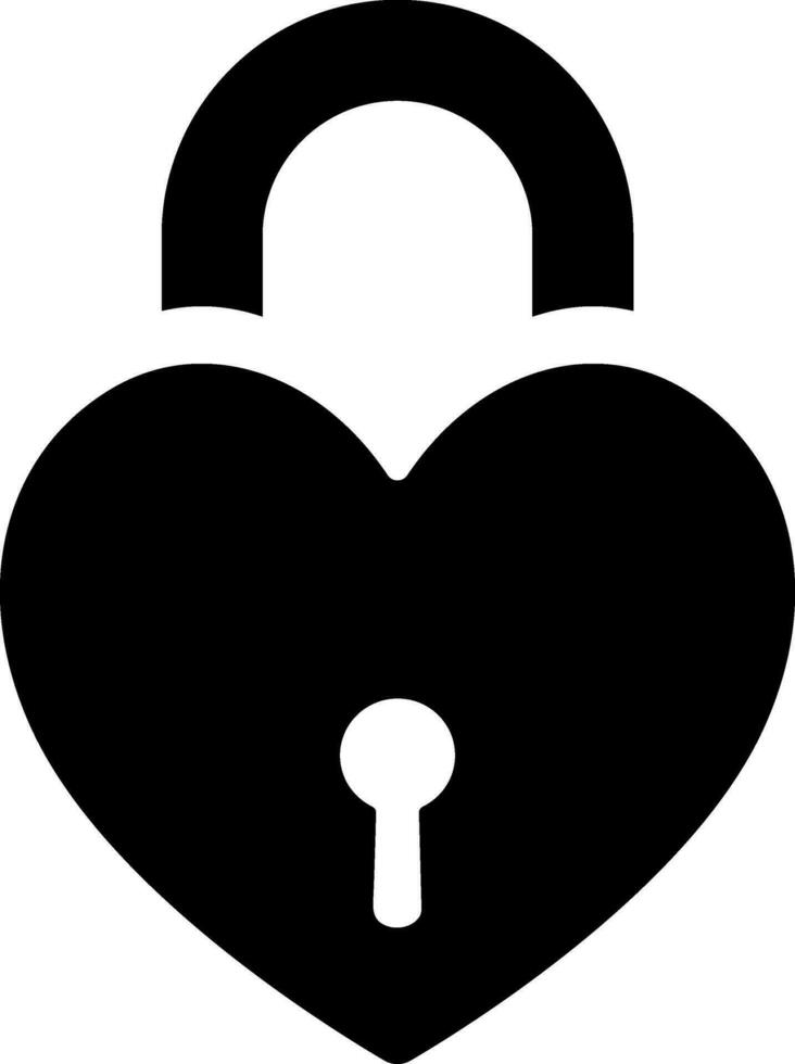 Heart lock glyph sign or symbol. vector