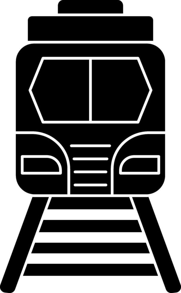 Glyph icon or symbol of train in black and white color. vector