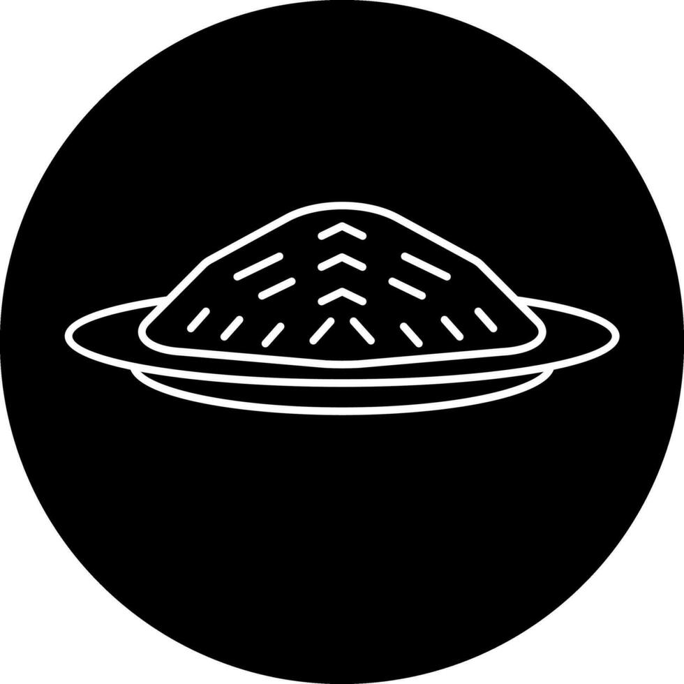 Glyph Style Rice In Plate Icon. vector