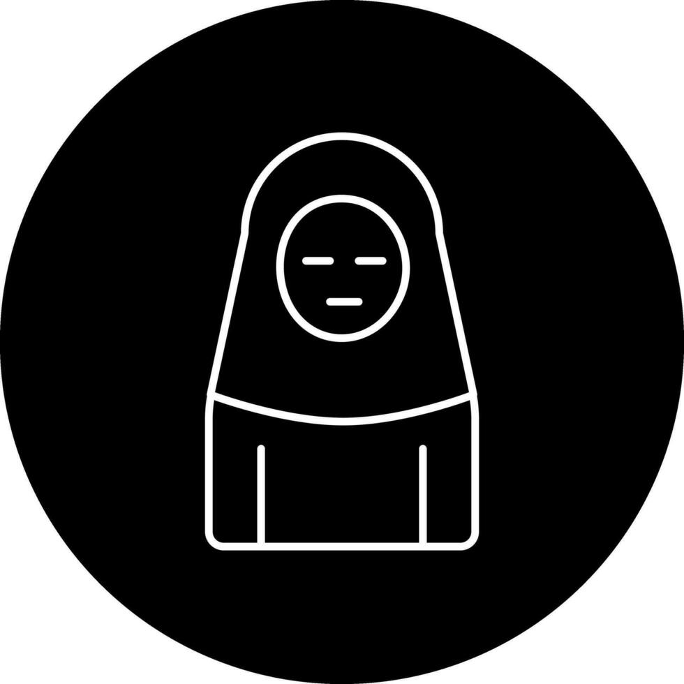 Islamic Woman Icon In black and white Color. vector