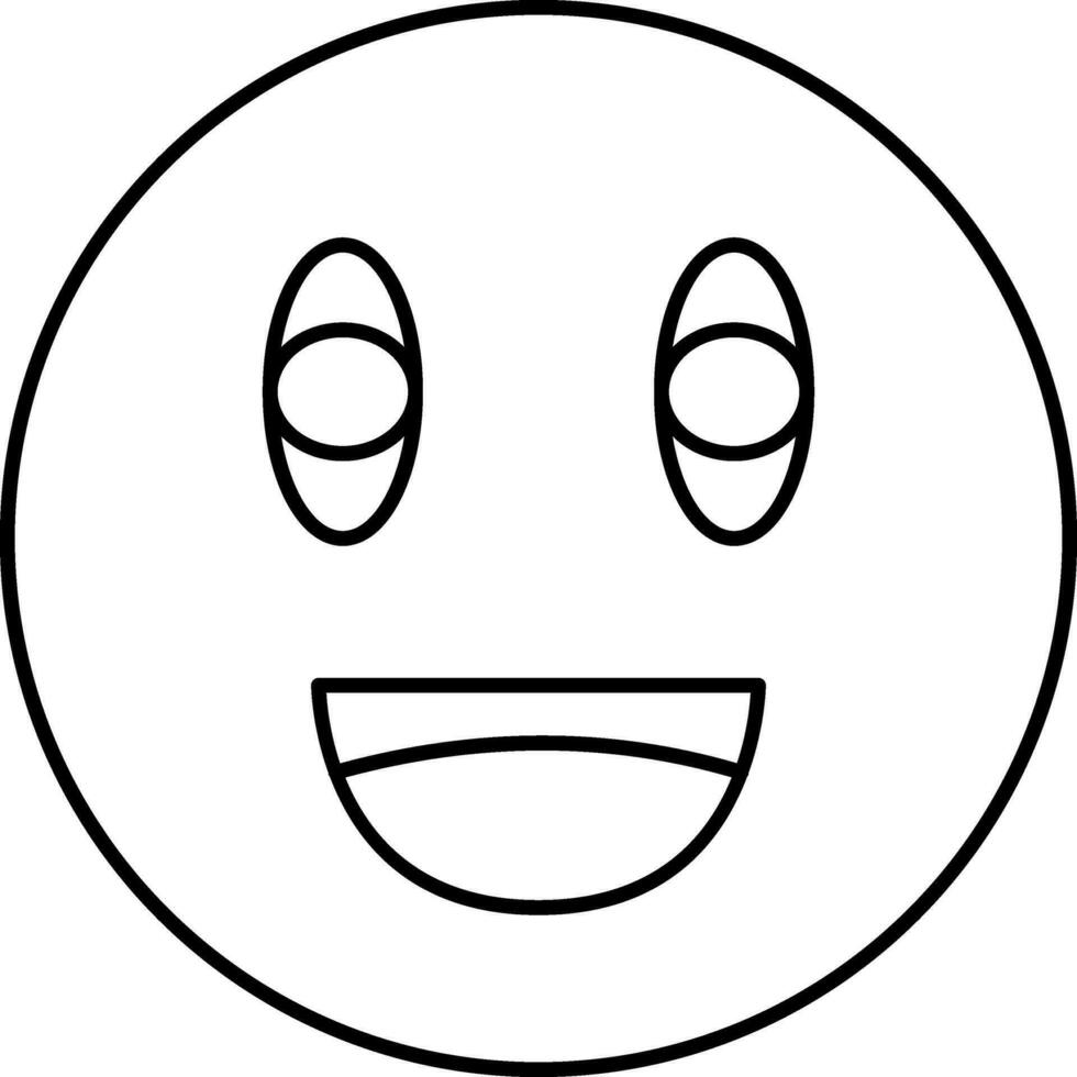 Happy Emoji Face Icon In Black Line Art. vector