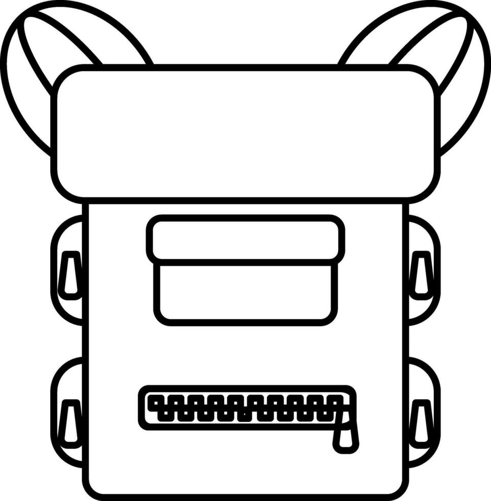 Stroke Style Backpack Icon Or Symbol. vector