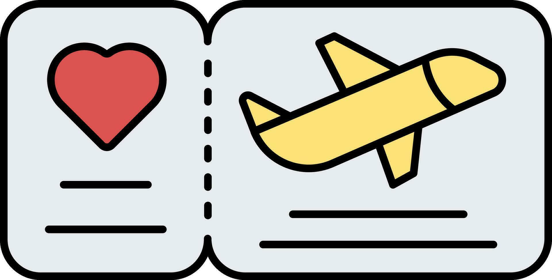 Flat Style Honeymoon Ticket Colorful Icon. vector