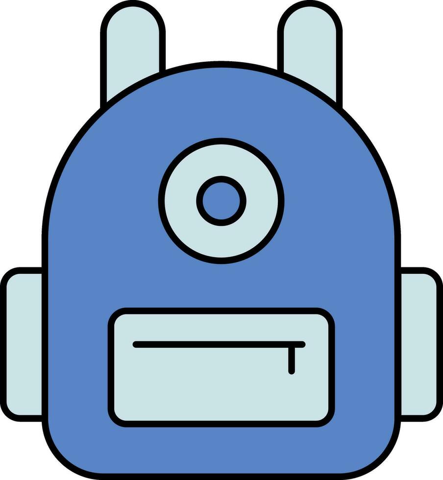 Isolated Backpack Icon In Blue Color. vector