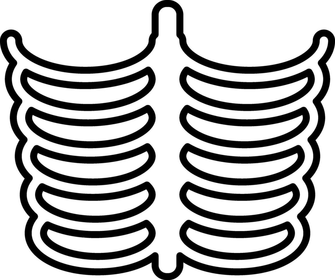 Rib Cage Flat Icon In Thin line Art. vector