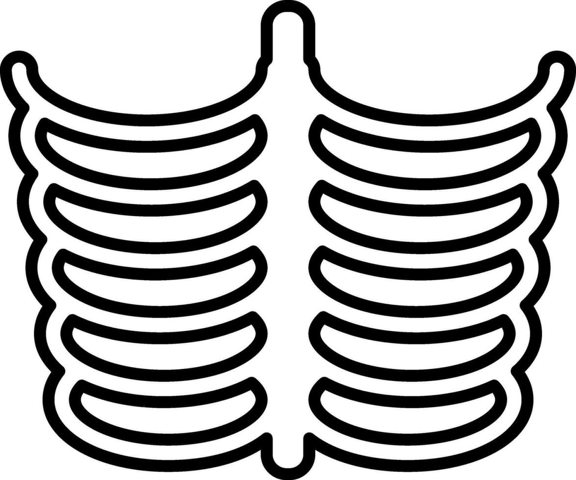 Rib Cage Flat Icon In Thin line Art. vector