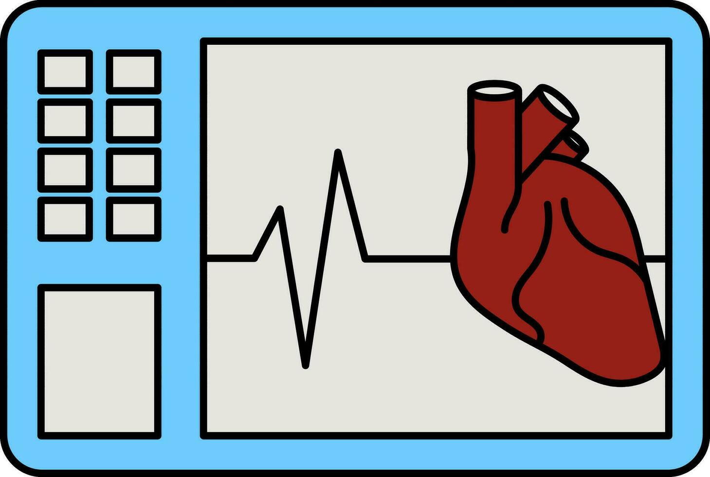 Heart Rate Machine Blue and Red Icon In Flat Style. vector