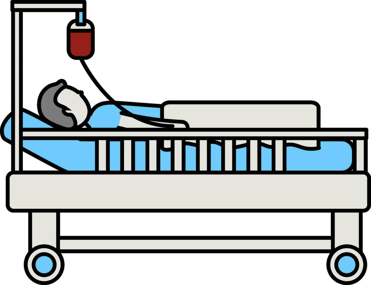 Patient Blood Transfusion Icon In Gray And Blue Color. vector