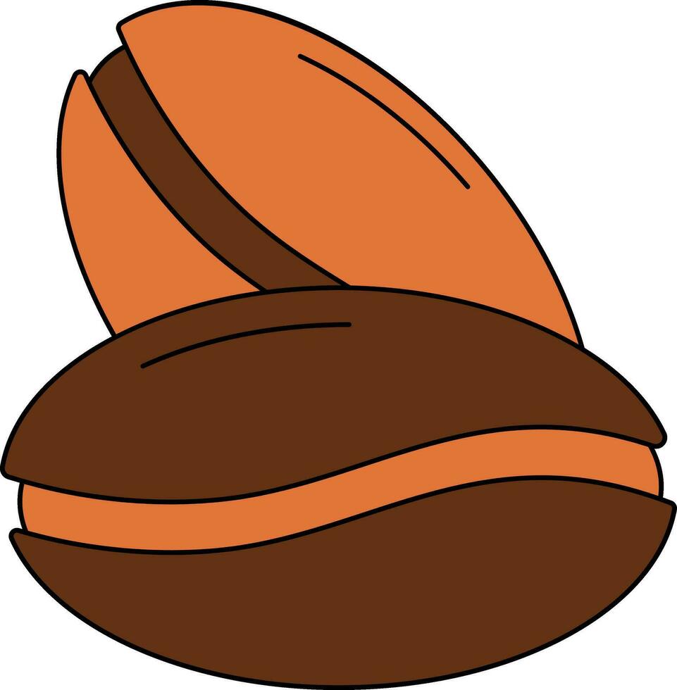 Coffee Bean Icon In Brown And Orange Color. vector