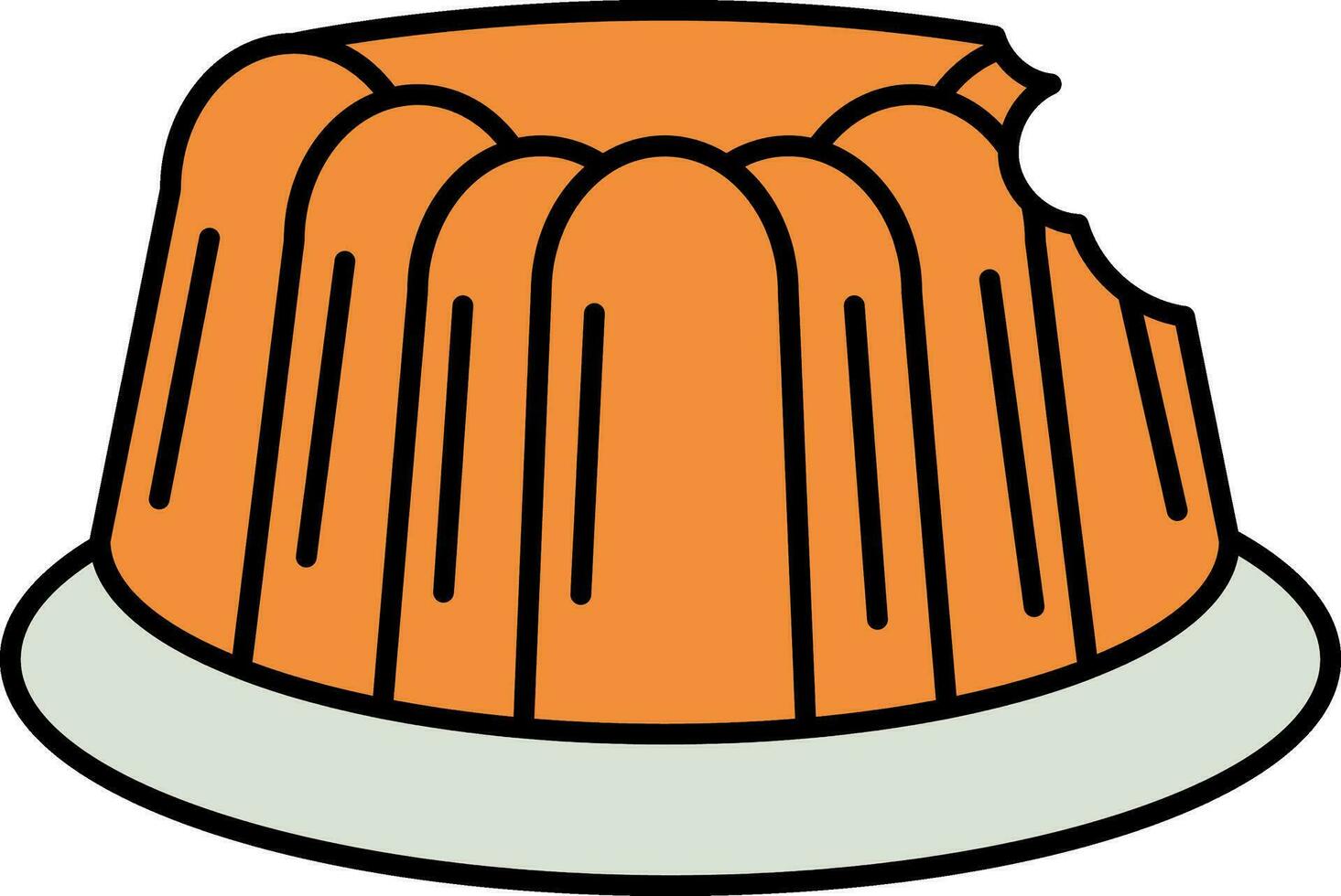 Bite Pudding Icon In Orange Color. vector