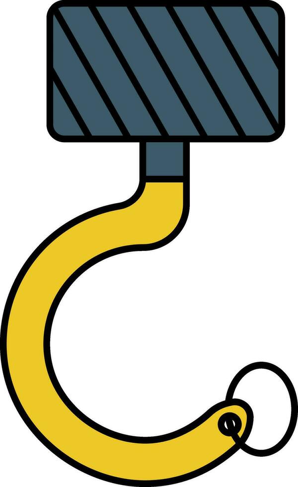 Crane Hook Icon In Yellow And Blue Color. vector