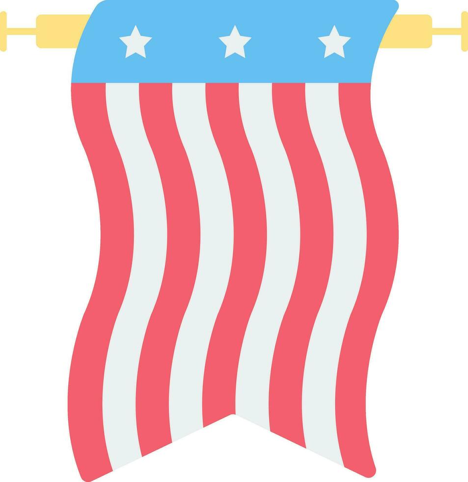 US Pennant Flag Icon In Flat Style. vector