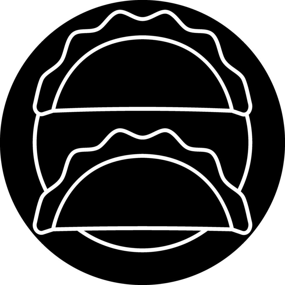 Flat Tacos Plate Icon In Black And White Color. vector