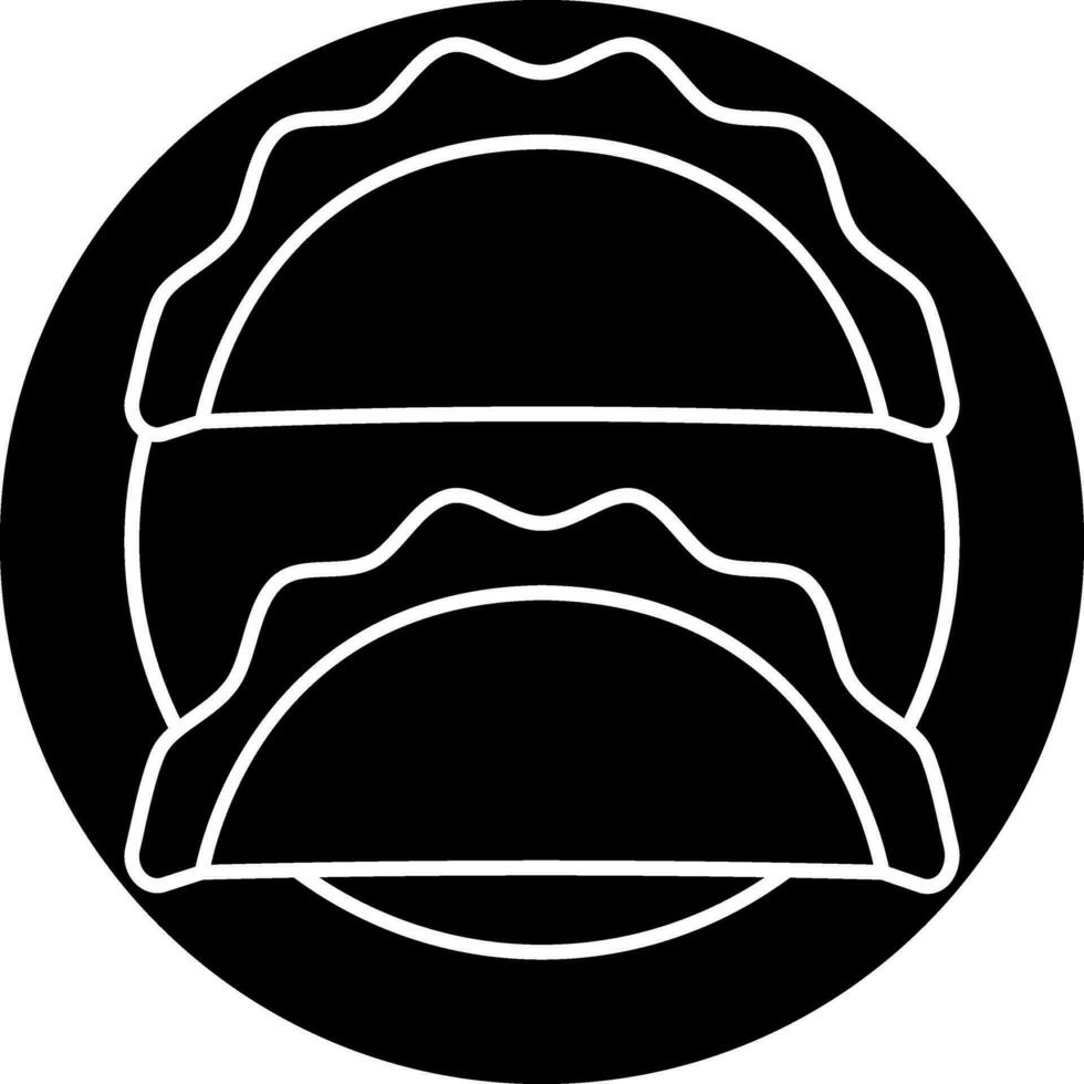 Flat Tacos Plate Icon In Black And White Color. vector