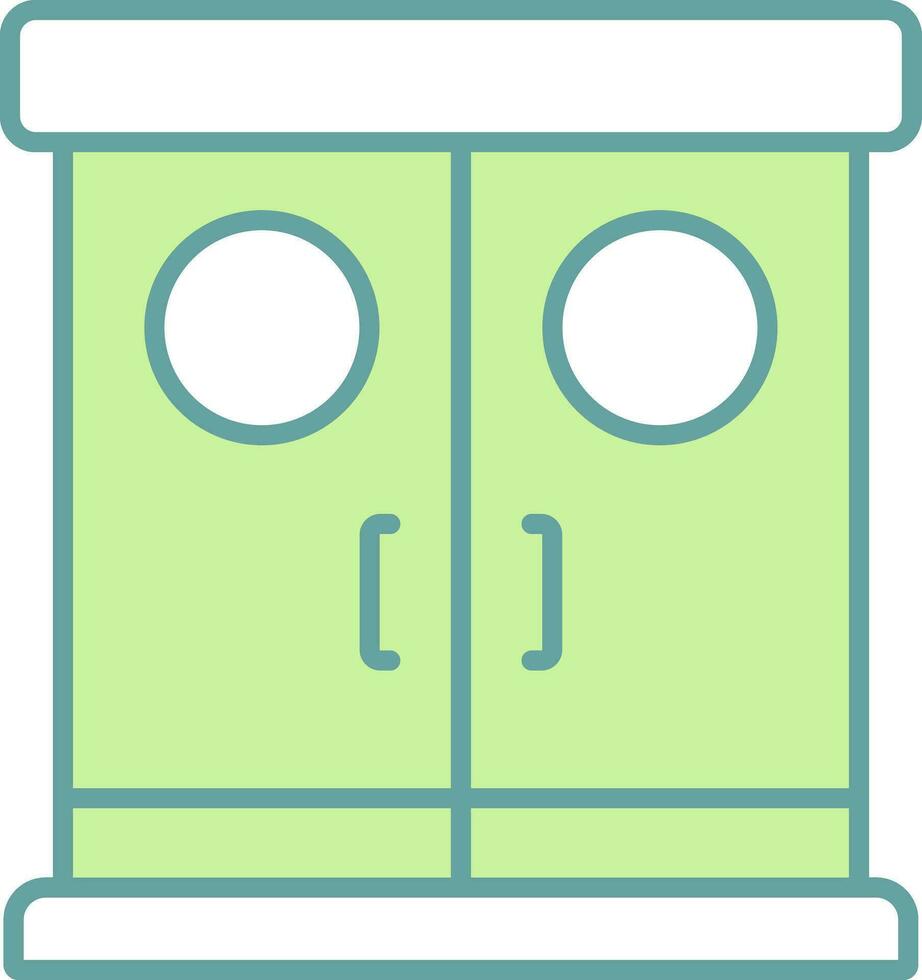 Double Door Icon In Green And White Color. vector