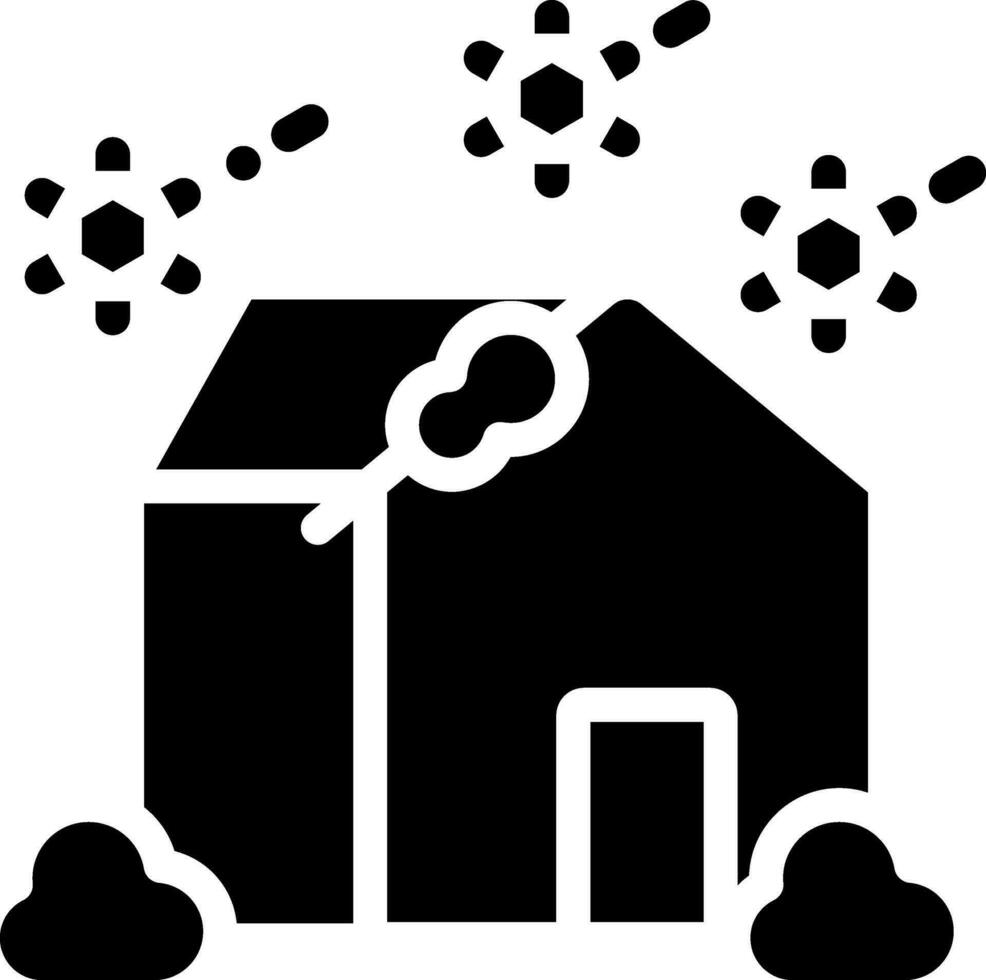 black and white Home With Snowfall Icon in Flat Style. vector