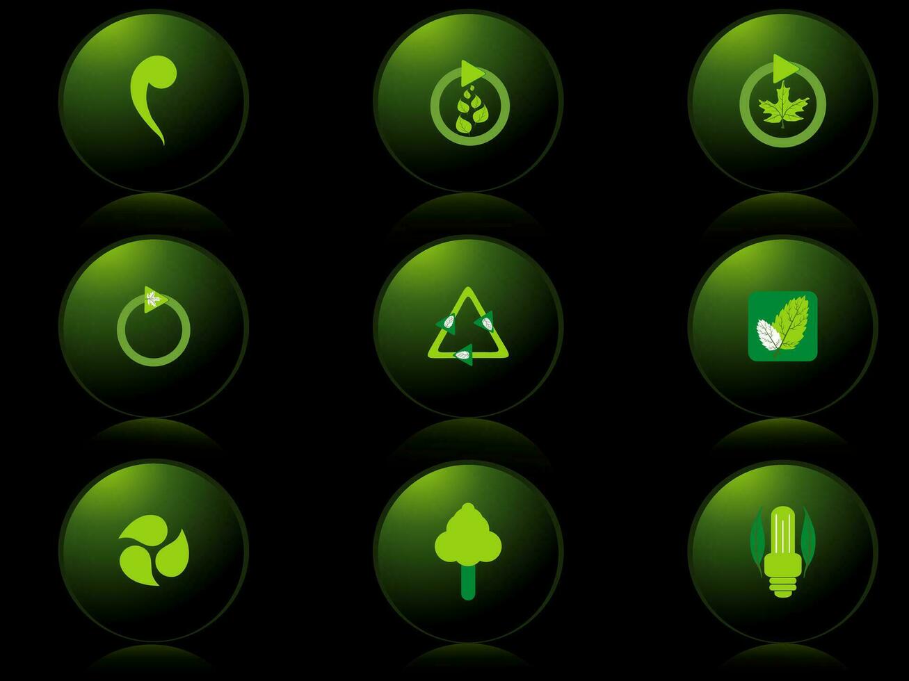 white background with set of glossy nature icons, vector illustration