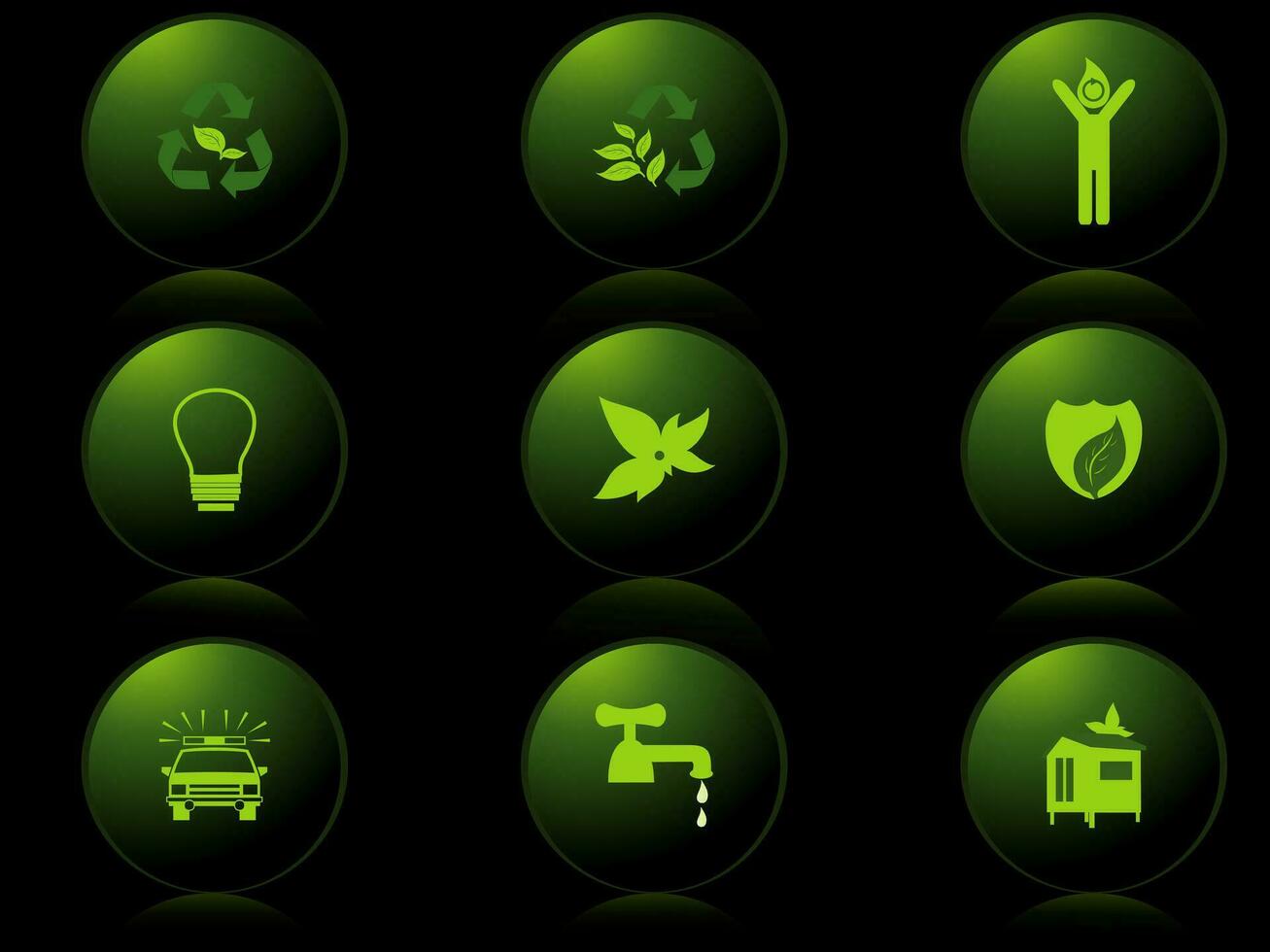 white background with set of glossy nature icons, vector illustration