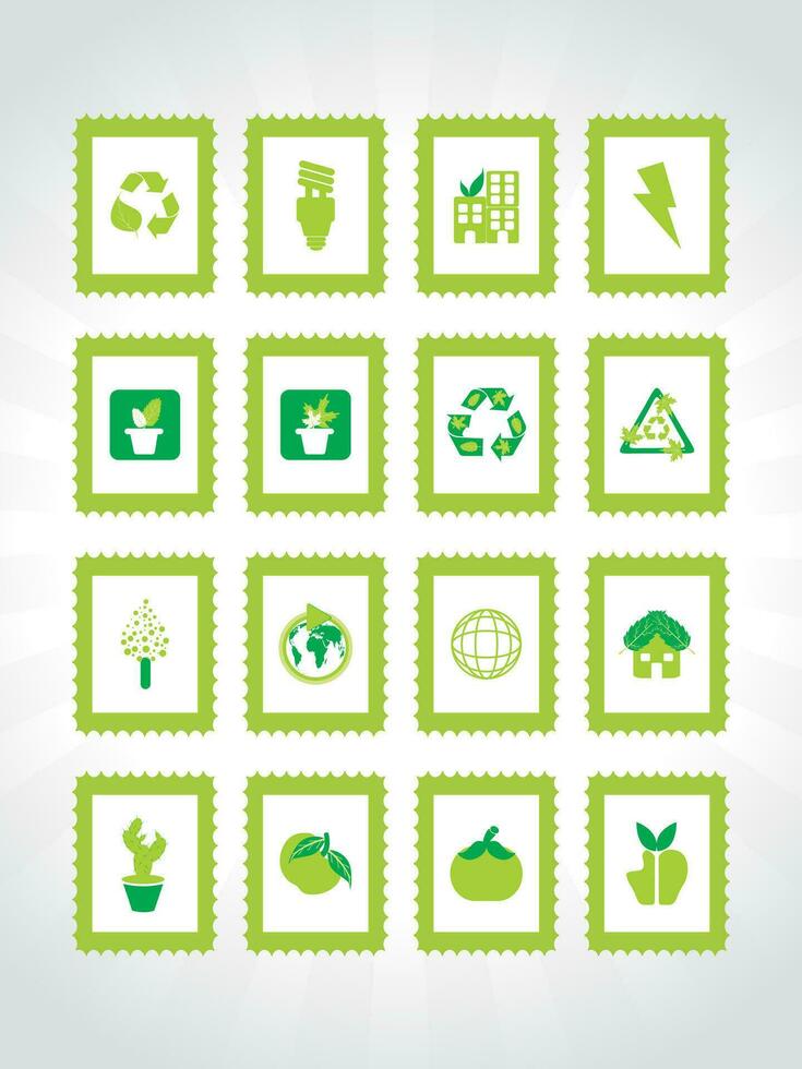white background with set of glossy nature icons, vector illustration