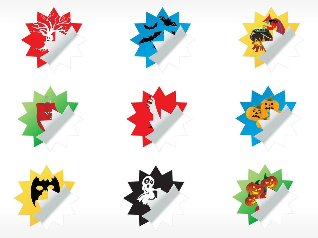 abstract halloween sticker series set vector