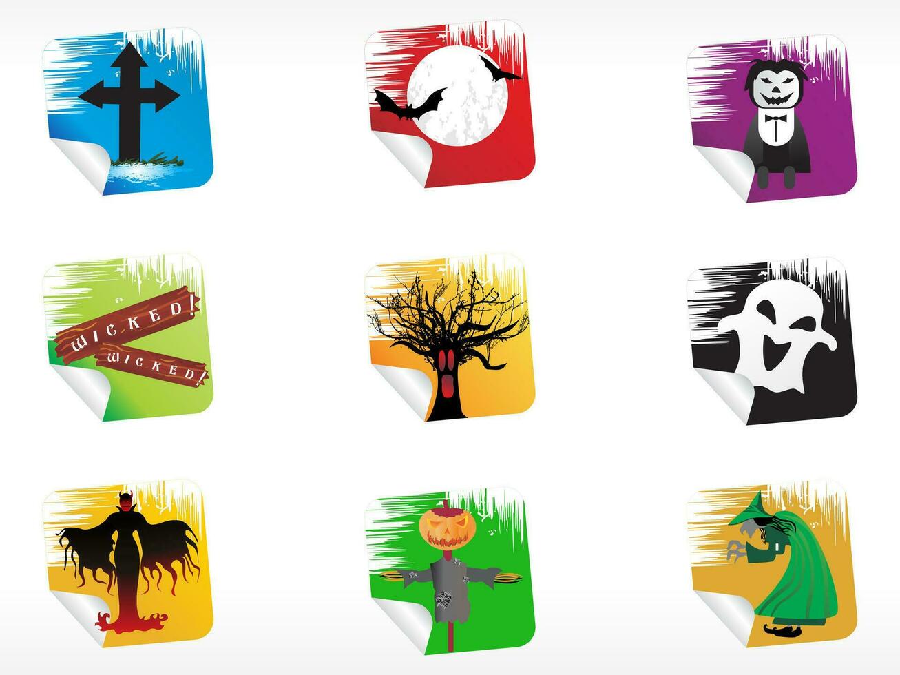 abstract halloween sticker series set vector