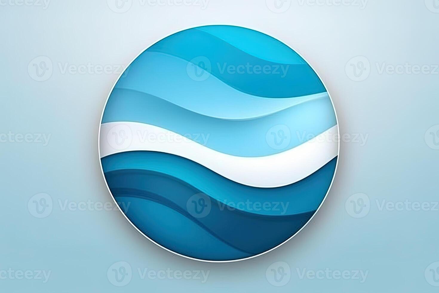 Create a minimalistic suitable for use as a website icon or logo on white background. Motif of ocean blue waves. photo