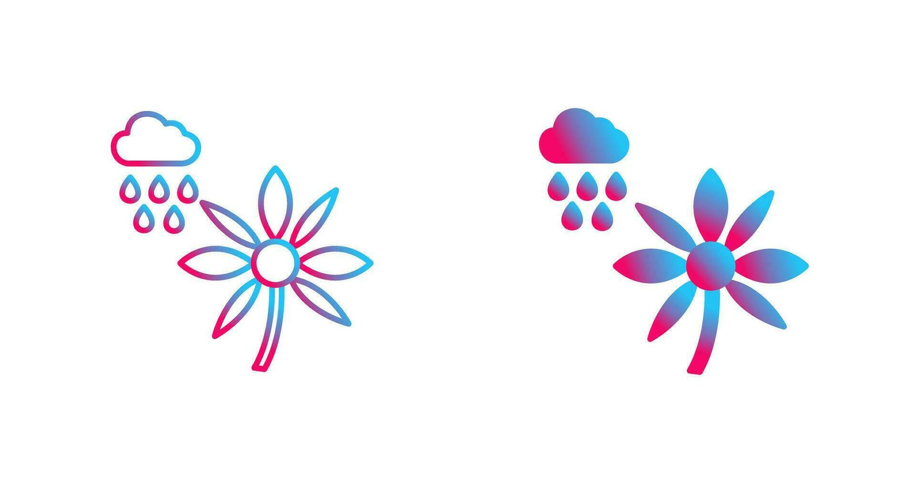 flor con icono de vector de lluvia