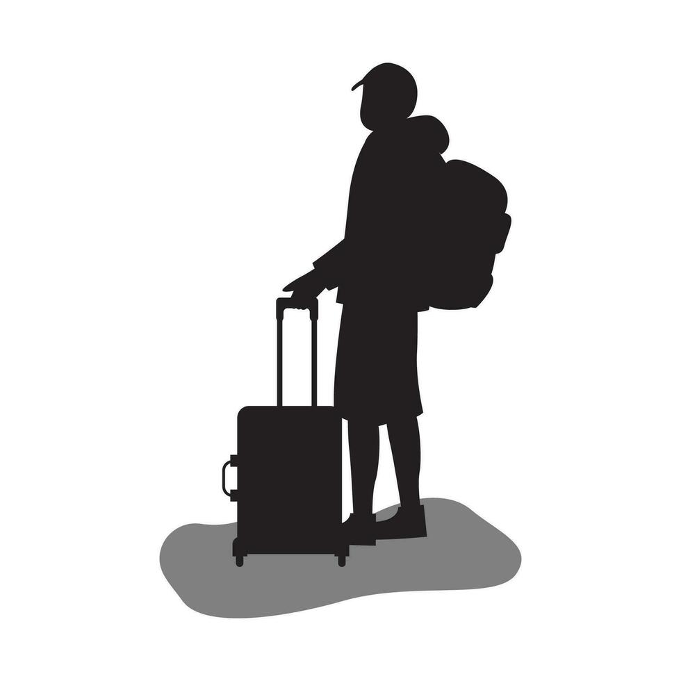 vector illustration of a man's silhouette on vacation