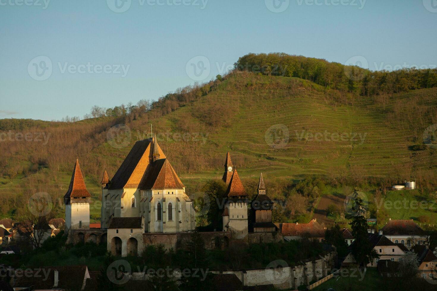 Biertan a very beautiful medieval village in Transylvania, Romania. A historical town in Romania that has preserved the Frankish and Gothic architectural style. Travel photo. photo