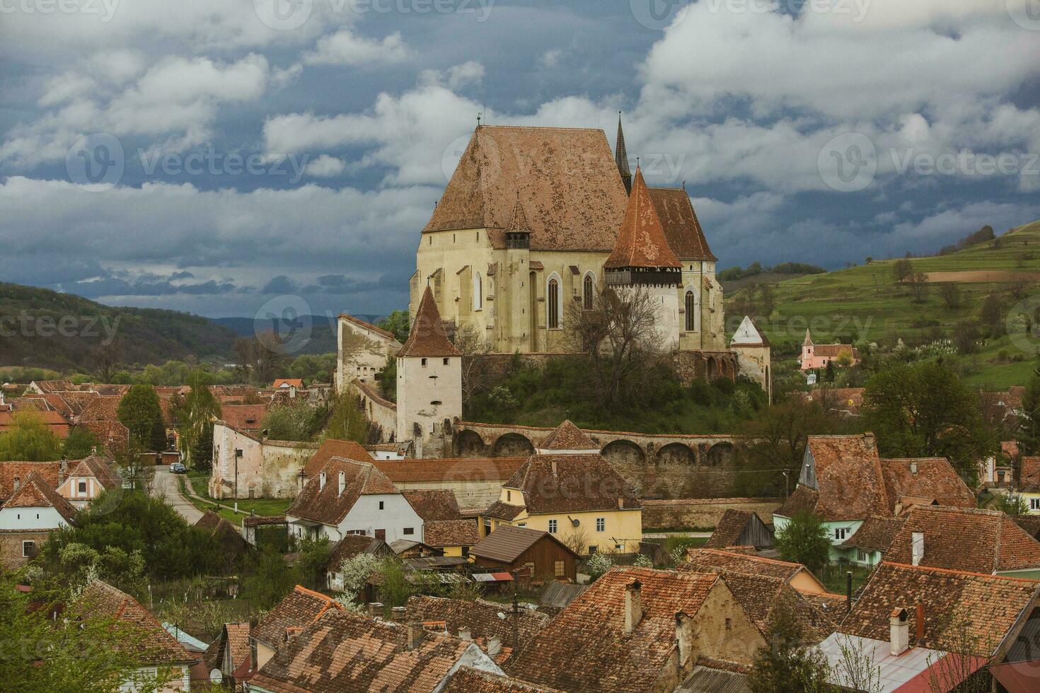 Biertan a very beautiful medieval village in Transylvania, Romania. A historical town in Romania that has preserved the Frankish and Gothic architectural style. Travel photo. photo