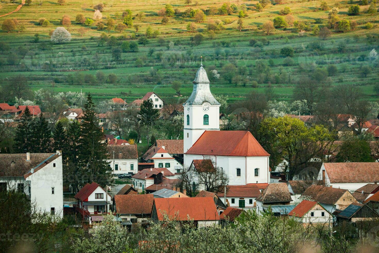 Rimetea is a small village located in Transylvania, Romania. It is situated in the Apuseni Mountains and is known for its picturesque setting and well preserved Hungarian architectural style. photo