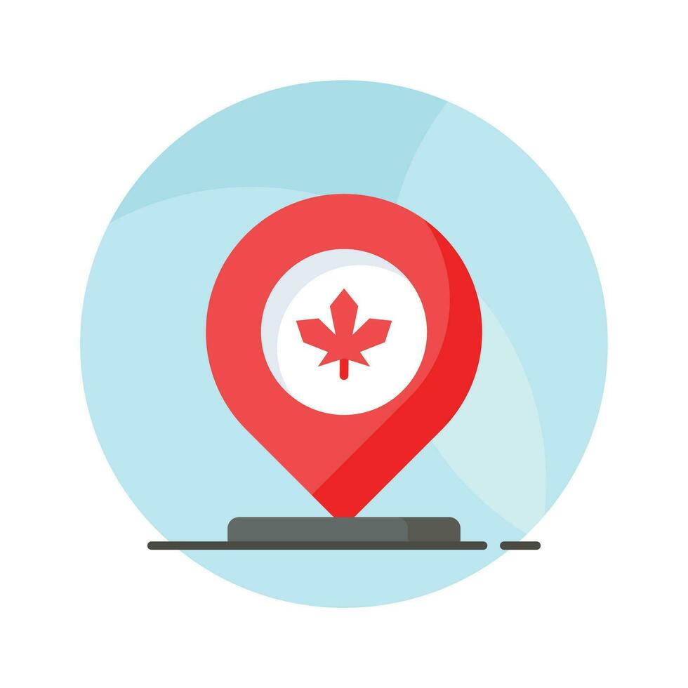 Location pin with maple leaf, icon of canadian location in modern style vector