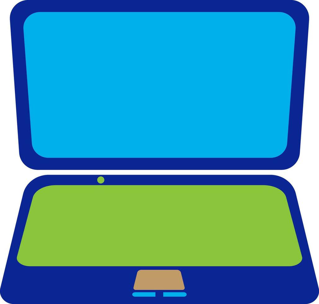 Isolated laptop in blue and green color. vector