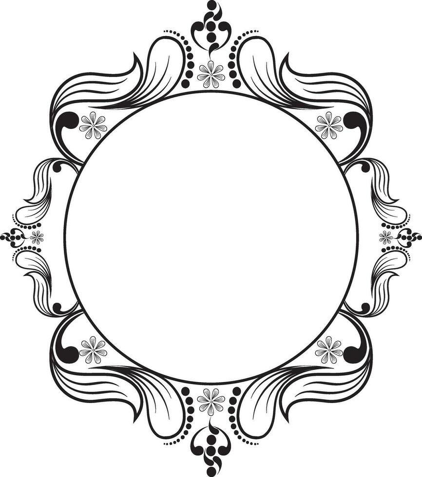 Floral design decorated circle frame. vector
