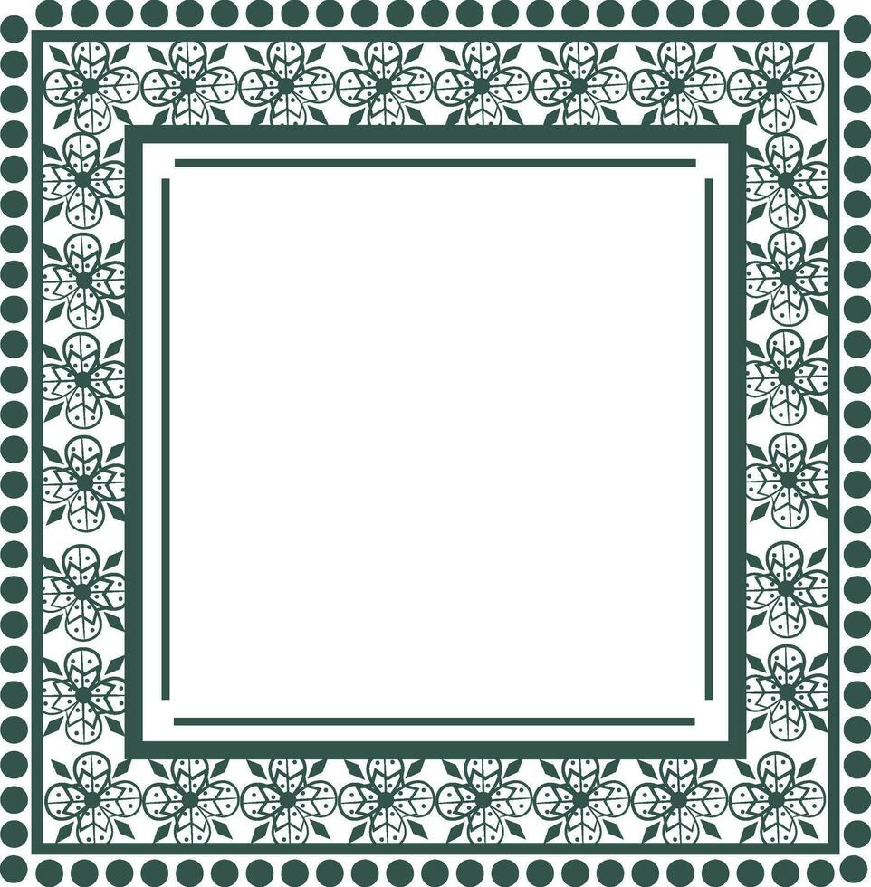 Floral decorated frame in square shape. vector