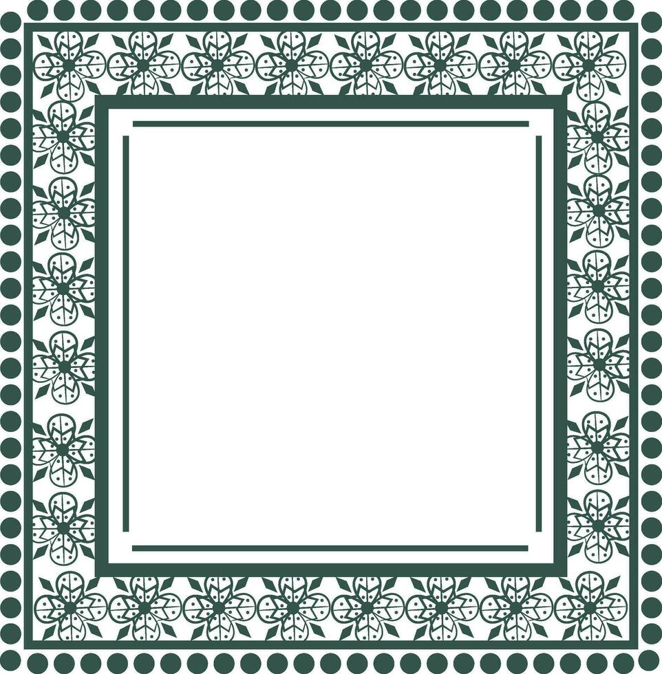 Floral decorated frame in square shape. vector