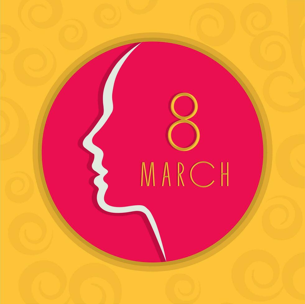 Happy Women's Day celebrations concept with stylish pink text and illustration of a girl face on background. vector