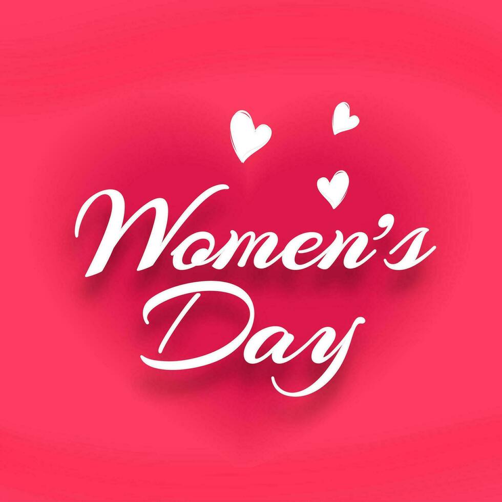 elegante saludo tarjeta diseño con elegante texto contento De las mujeres día en brillante rosado antecedentes. vector