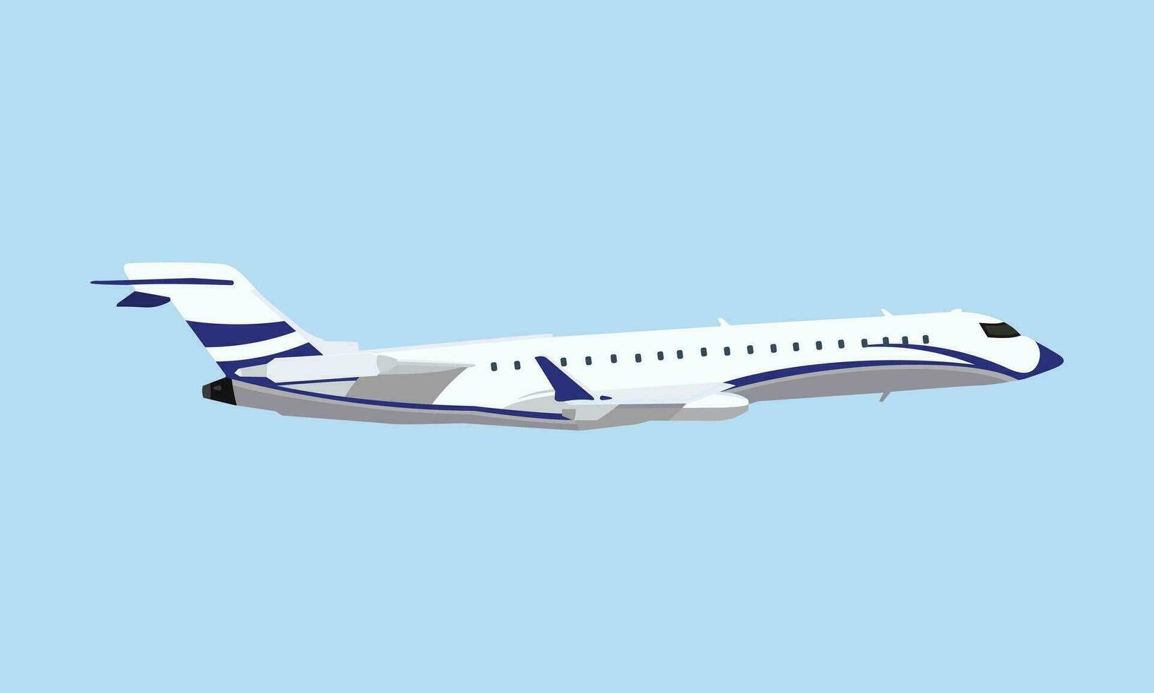 Blank Glossy White Airplane Or Airliner Side View. EPS10 Vector