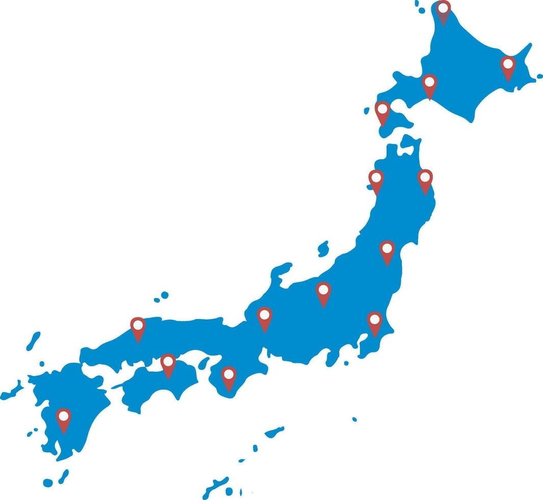 Japón zona mapa país de Japón, mapa de Japón zona mapas vector ilustración