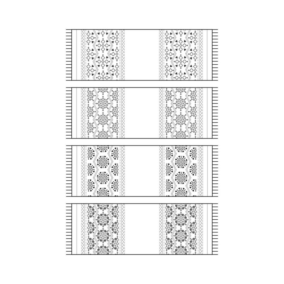 A set of towels with embroidery. Ukrainian symbols. Line art. vector