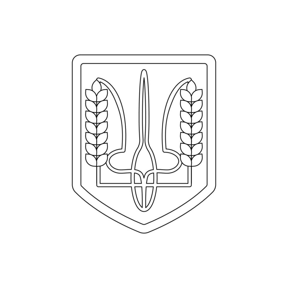 Coat of arms of Ukraine. Ukrainian symbols. Line art. vector