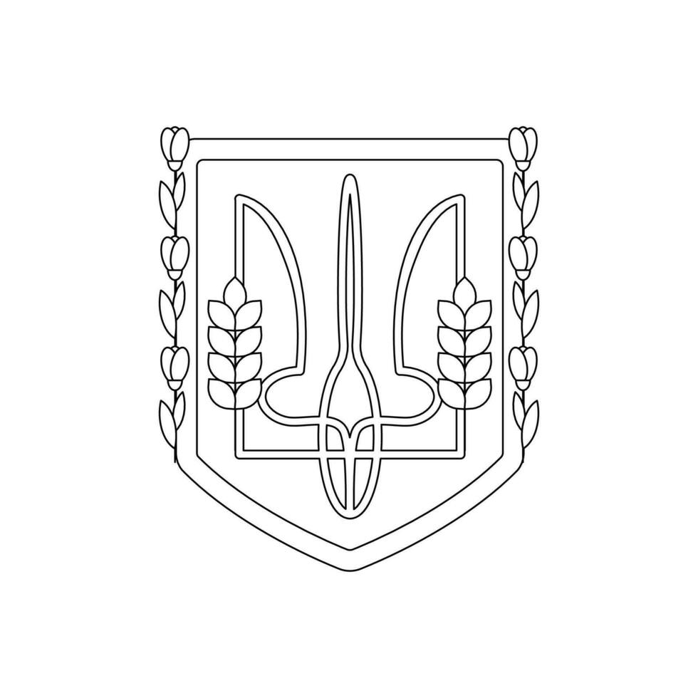 Coat of arms of Ukraine. Ukrainian symbols. Line art. vector