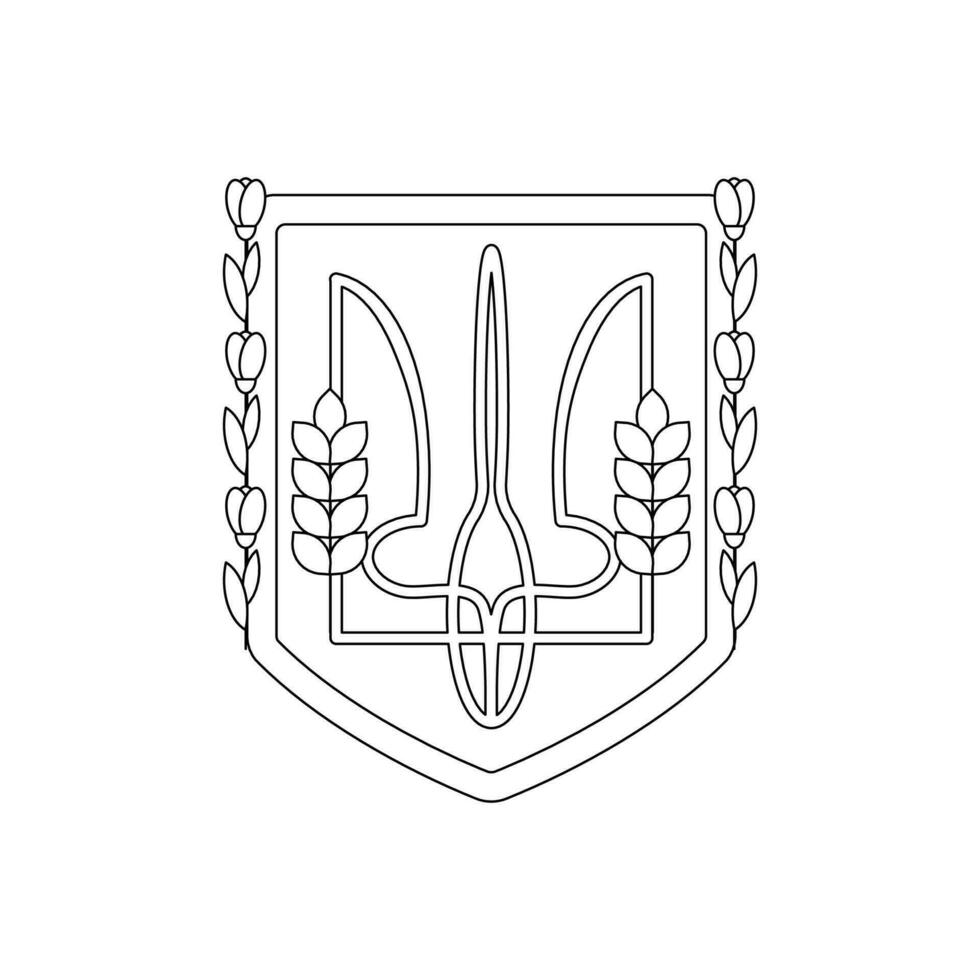 Coat of arms of Ukraine. Ukrainian symbols. Line art. vector