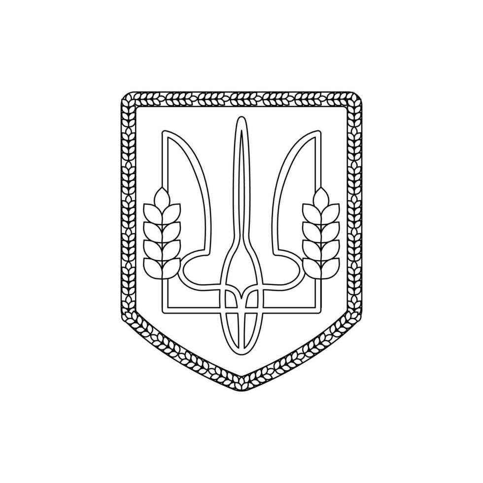 Coat of arms of Ukraine. Ukrainian symbols. Line art. vector