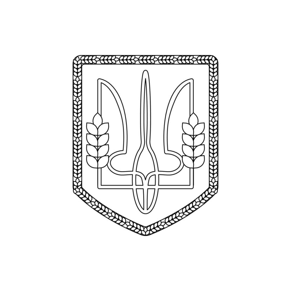 Coat of arms of Ukraine. Ukrainian symbols. Line art. vector