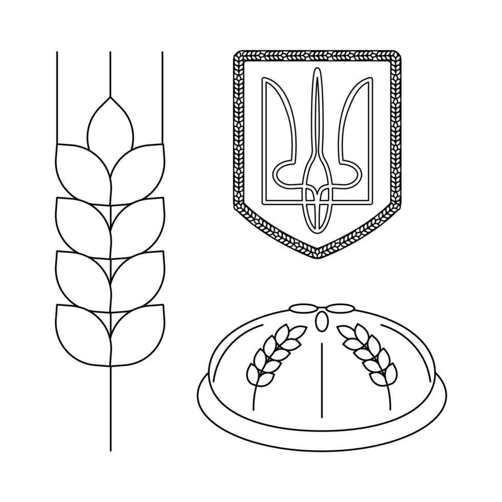 Saco de brazos de Ucrania, trigo y pan, un pan. ucranio simbolos vector